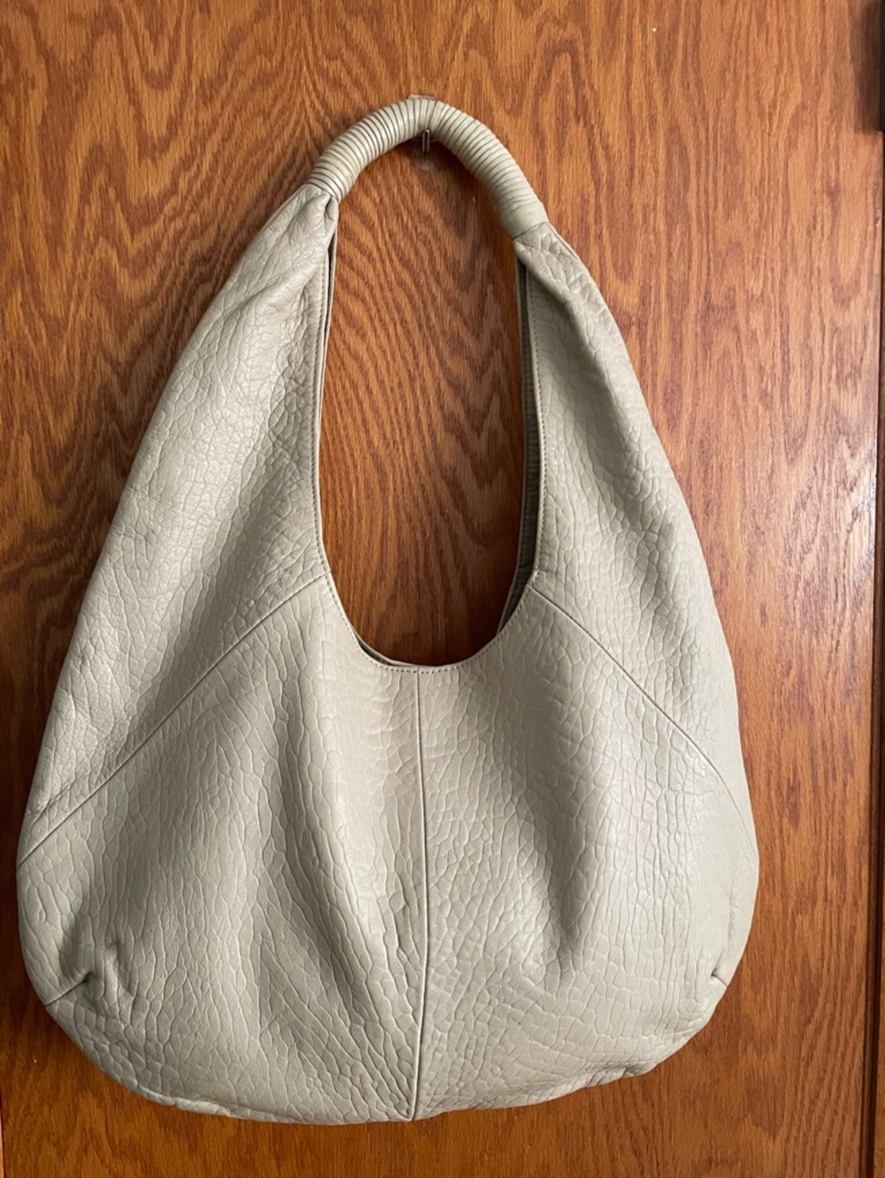 ANTHROPOLOGIE Pebbled Leather Slouchy Shoulder Bag - Cream